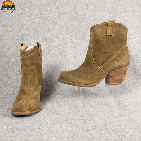 Matisse Galveston Ankle Booties Tan Suede Countrycore Cuban Heel Women's Size 8M - Picture 1 of 9